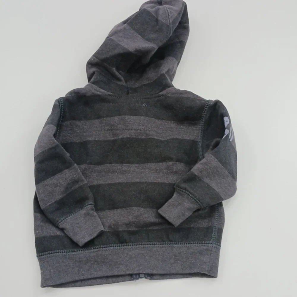 Arizona Baby Boy Hoodie Infants Gray Striped Full Zip Casual Size 6 Months